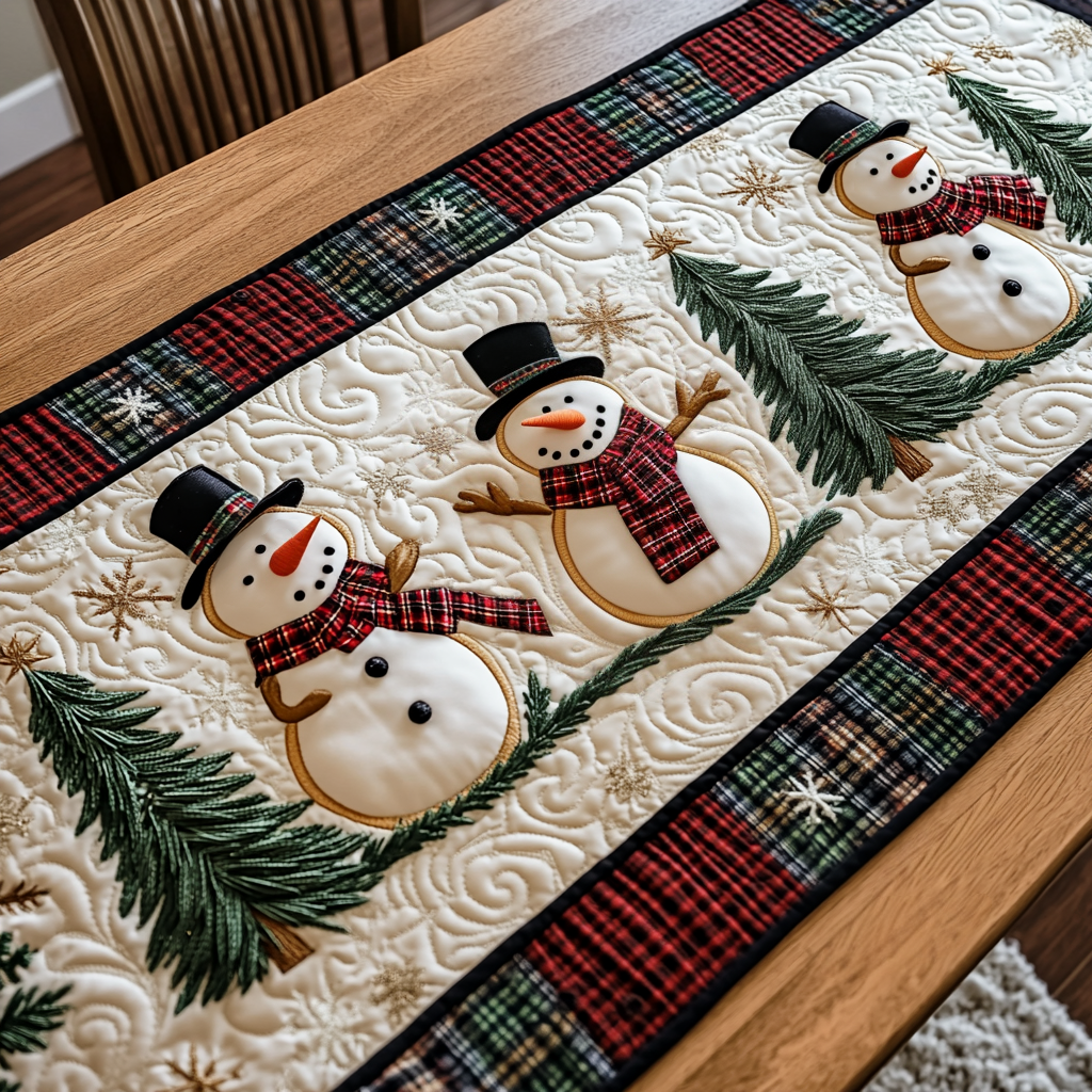 Snowman Lane Quilted Table Runner NCU0VH680-tidenox