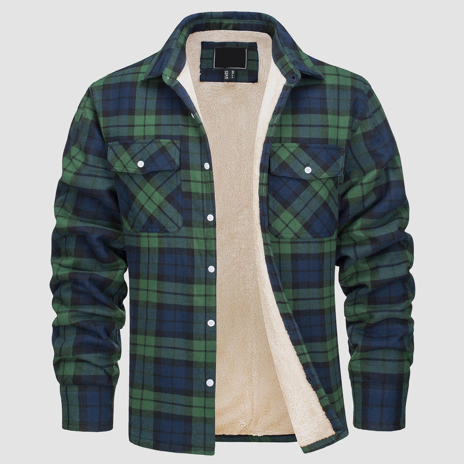 Men's Flannel Shirt Jacket - Fleece Lined Cotton Winter Coat-tidenox
