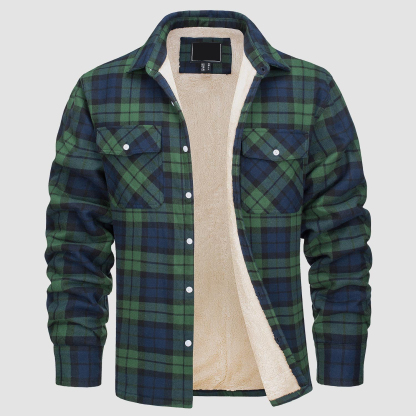 Men's Flannel Shirt Jacket - Fleece Lined Cotton Winter Coat-tidenox
