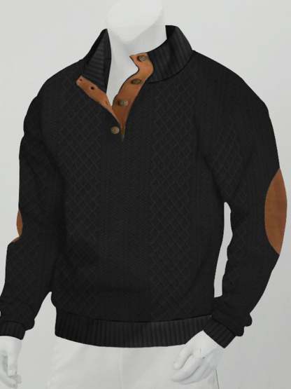 Men's Comfy Outdoor Casual Stand Button Long Sleeve Sweater-tidenox