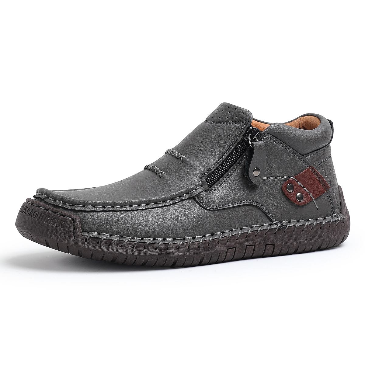 ⏰Limited Time Sale 70% OFF-Men’s Handmade Premium Leather Slip-On Driving Boots – Wide Toe, Arch Support, Waterproof