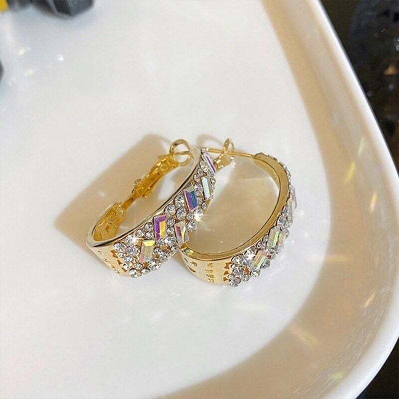 Hot sale 💥  silver  Fancy diamond geometric earrings-tidenox