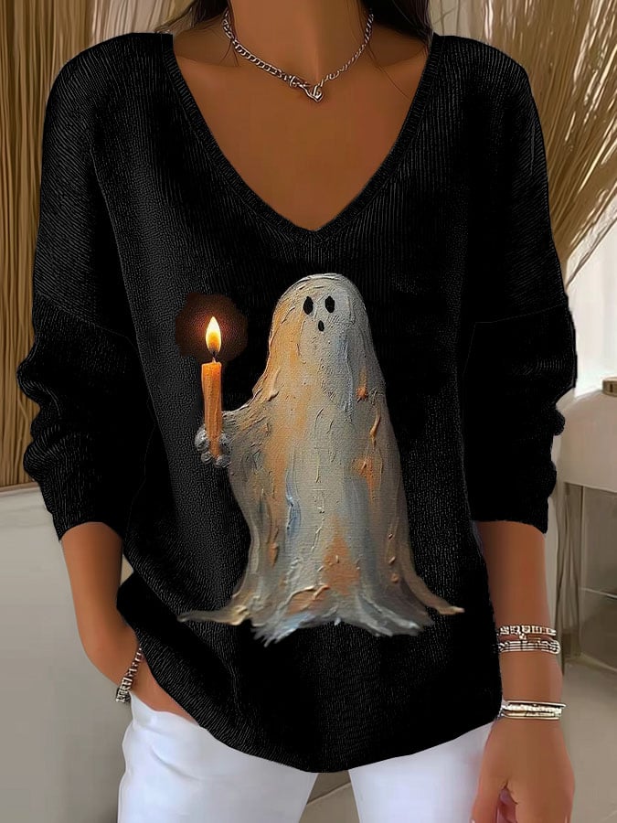 Women'S Retro Ghost Print T-Shirt