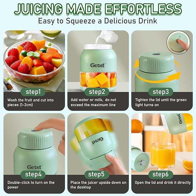 BPA-Free Electric Citrus Juicer 17 oz, Straw, Two Lids, Portable Blender for Smoothies, Shakes, Food Prep & Frozen Blending - Outdoorfun-tidenox