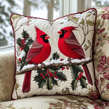 Red Couple Cardinals XR1809015CL Quilt Pillow Case-tidenox