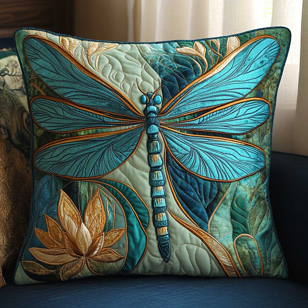 Dragonfly Lotus WP2502065CL Quilt Pillow Case-tidenox