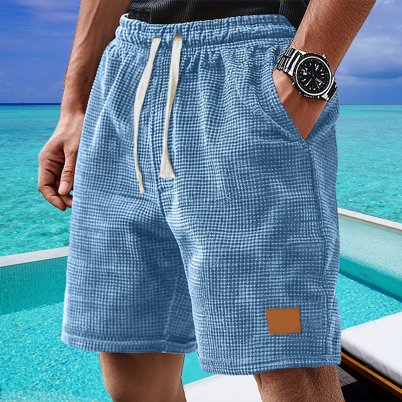 Hombre Pantalones cortos de gofres Pantal&oacute;n corto Pantalones cortos de verano Pantalones cortos casuales Bolsillo Correa Cintura el&aacute;stica Plano Comodidad Transpirable Corto Exterior Vacaciones 2025 - &euro; 23.99 &ndash;P1