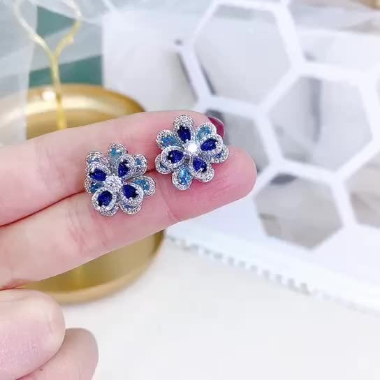 (Spring Limited Edition) Colorful Zircon Flower Earrings-tidenox