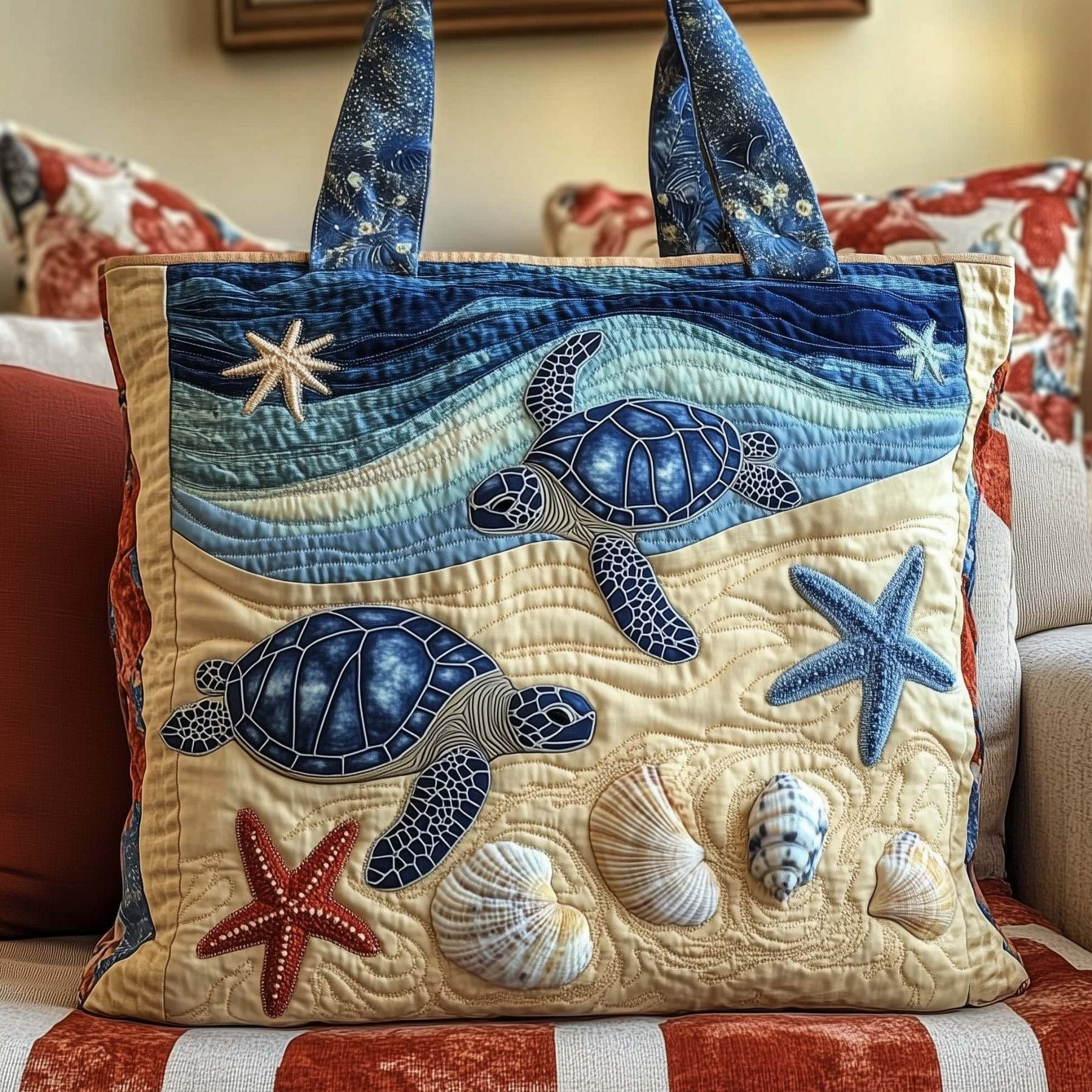 Sea Turtle Quilted Tote Bag GFTOMA1302-tidenox