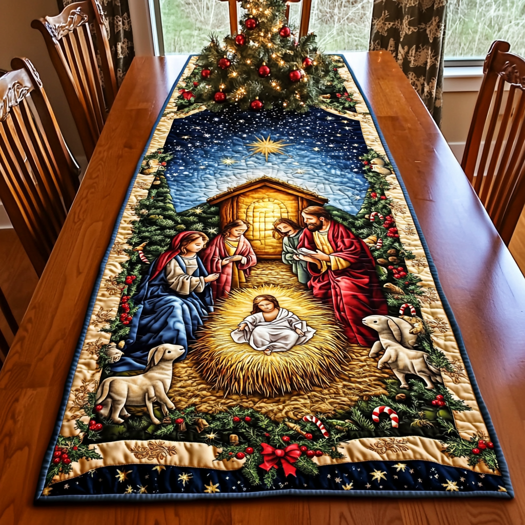 Nativity Quilted Table Runner NCU0VT314-tidenox