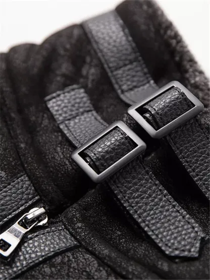 Mens Fur All-in-one Jacket Winter Velvet Thickened Suede Leather Coat Retro Tops-tidenox