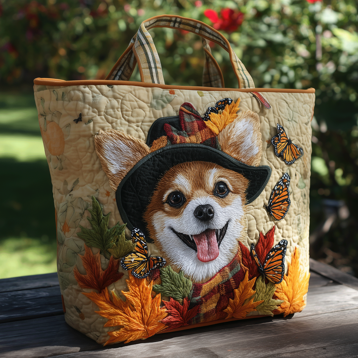 Fall Chihuahua Joy Quilted Tote Bag NCU0TH2785-tidenox