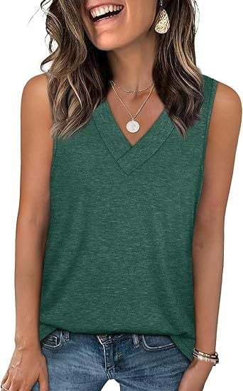 🎁Last Day Promotion 49% OFF✨Women's Sleeveless V-Neck Slimming Loose Fit Casual Tank Top T-Shirt-tidenox