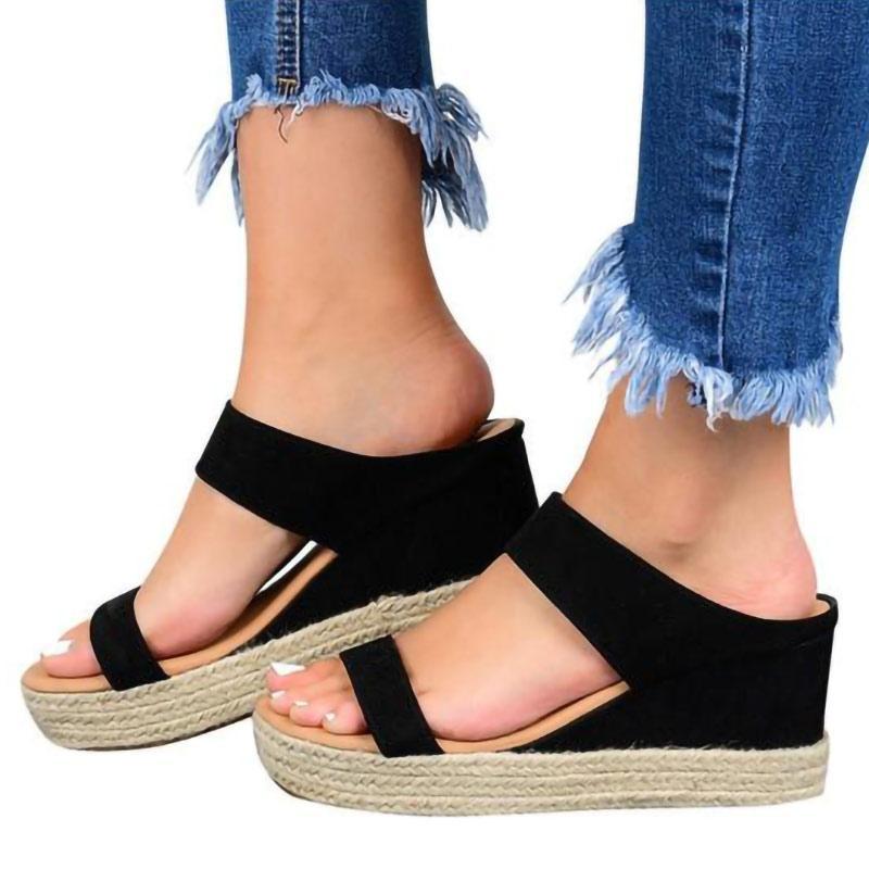 Womens Platform Wedge Sandals High Heel Slip-on Open Toe Slides-tidenox