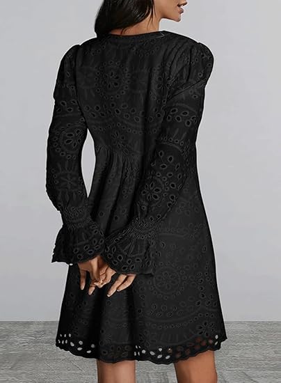 2025 New Arrival- Casual Eyelet Lace Dress for Women-tidenox