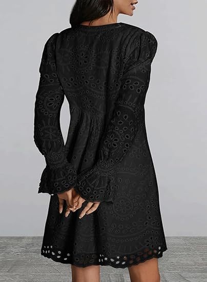 2025 New Arrival- Casual Eyelet Lace Dress for Women-tidenox