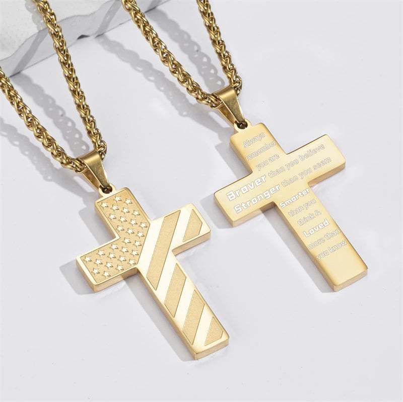 🏆Flash Sale⚡ 50K+ SOLD! Almost Gone-💥🎉✨Flag Cross Necklace,Best Gifts