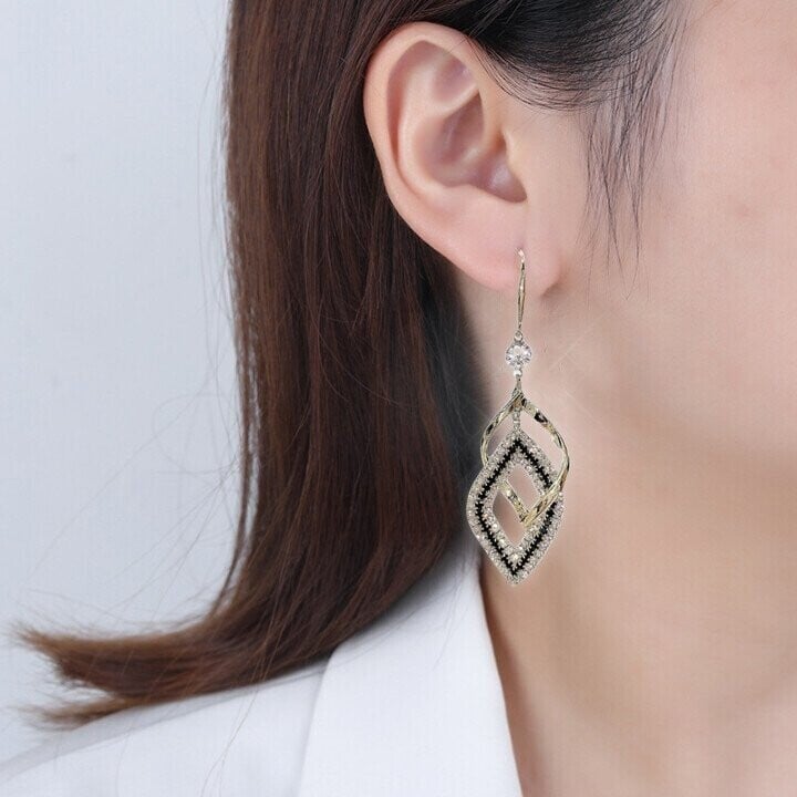Rhombus Earrings with Diamonds-tidenox