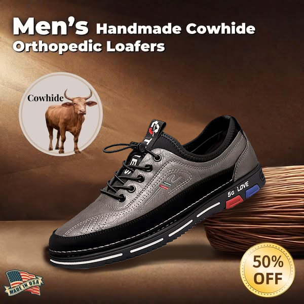 Men's Cowhide Leather Casual Comfort Loafers-tidenox