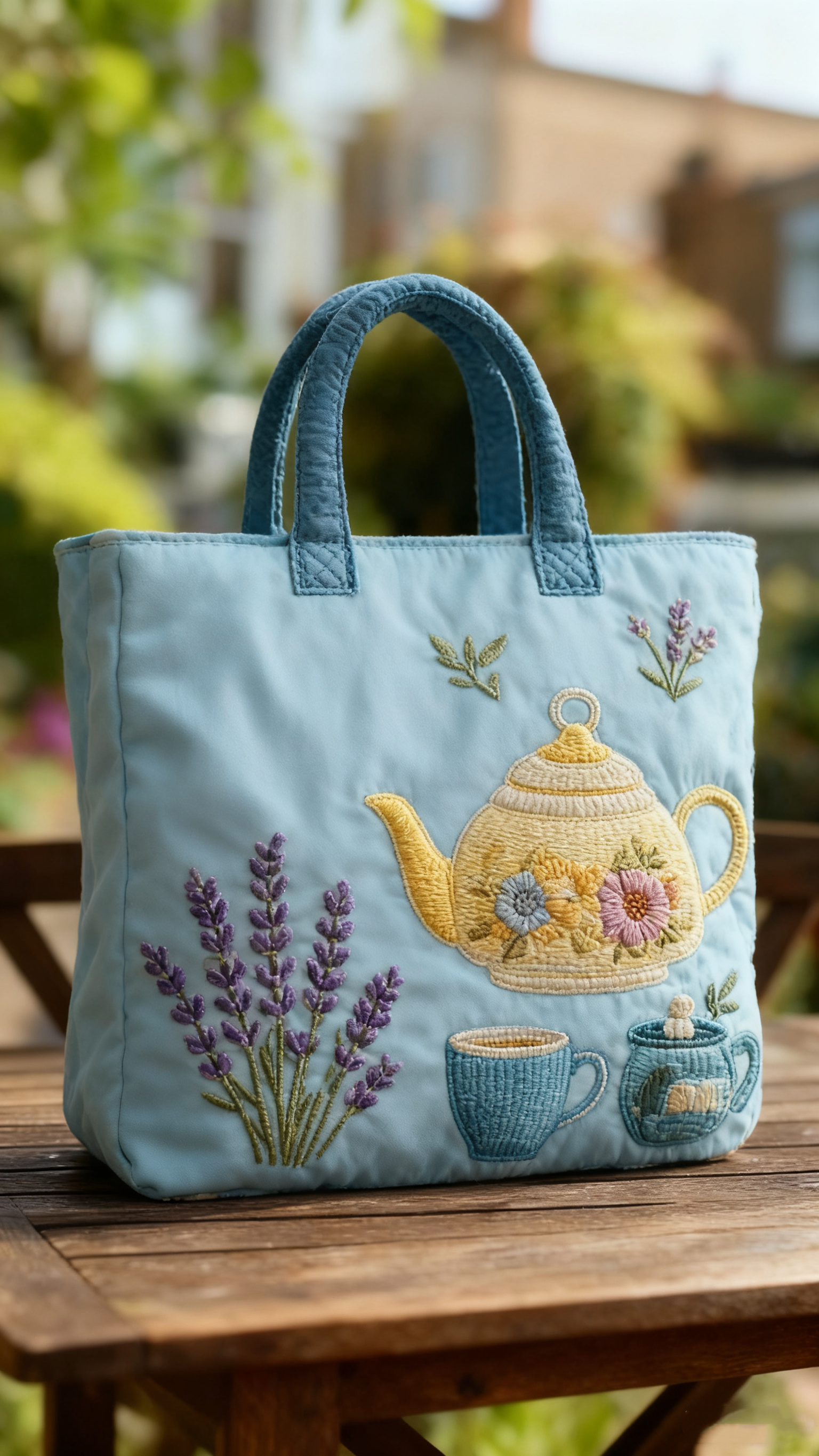 Floral Teapot Quilted Tote Bag1028-tidenox