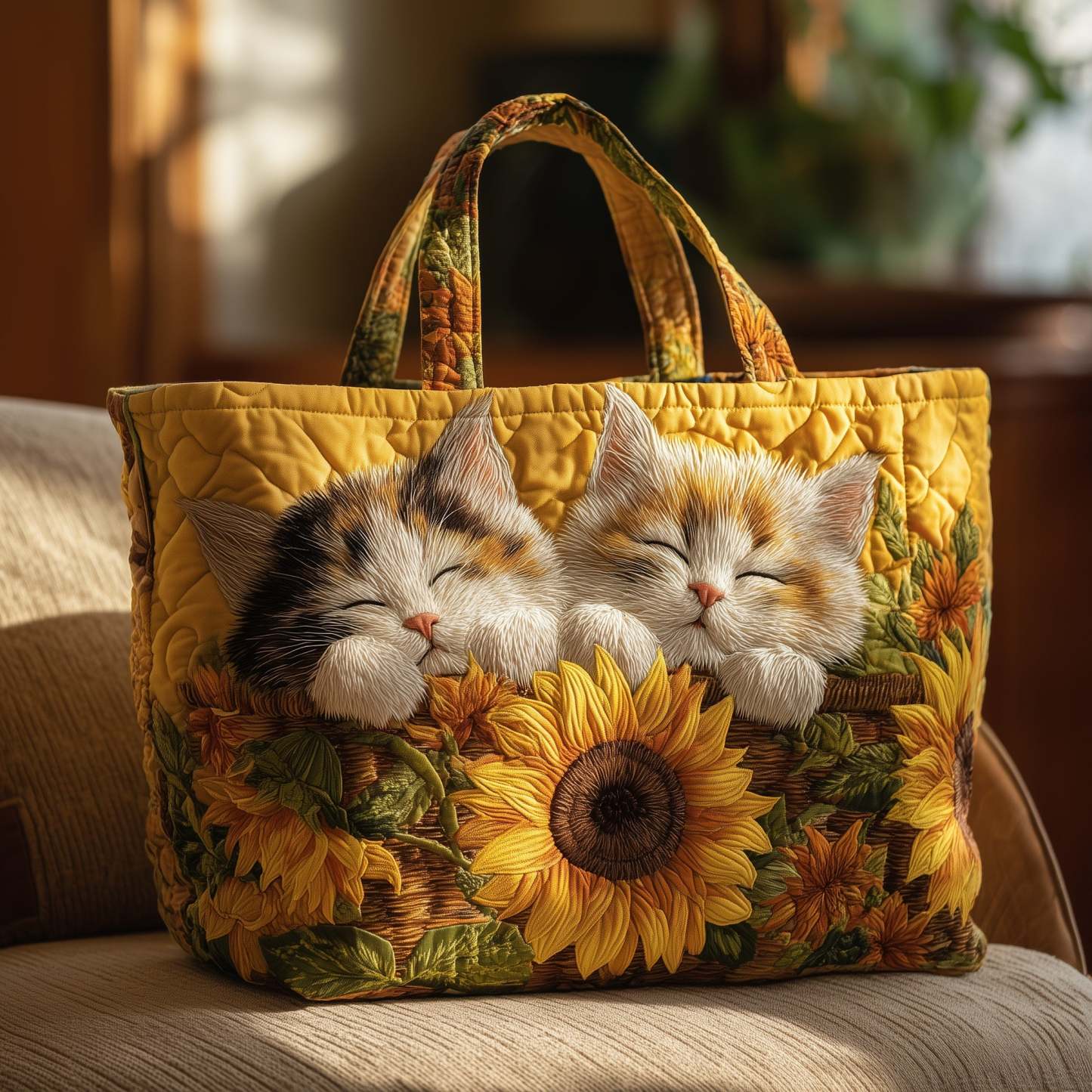 Cat in Bloom Quilted Tote Bag GFTONT2205-tidenox