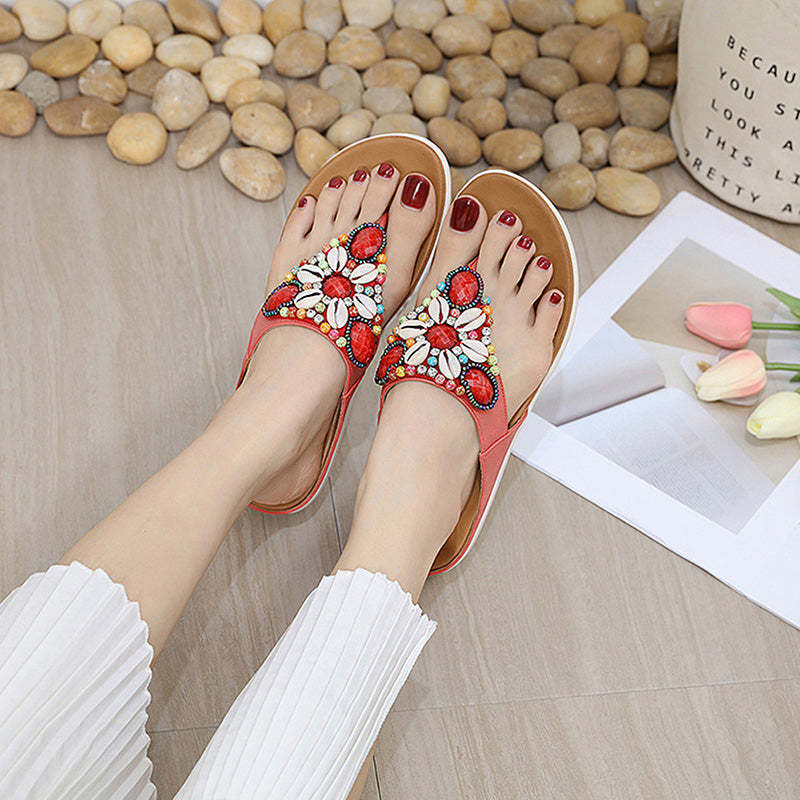 Women's Retro Non-slip Open Toe Flip Flops - SIKETU-tidenox