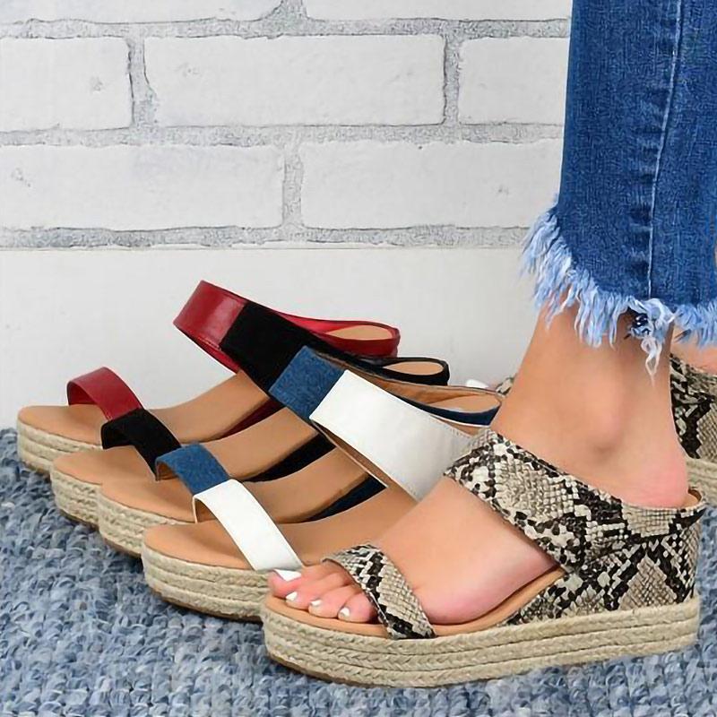 Womens Platform Wedge Sandals High Heel Slip-on Open Toe Slides-tidenox