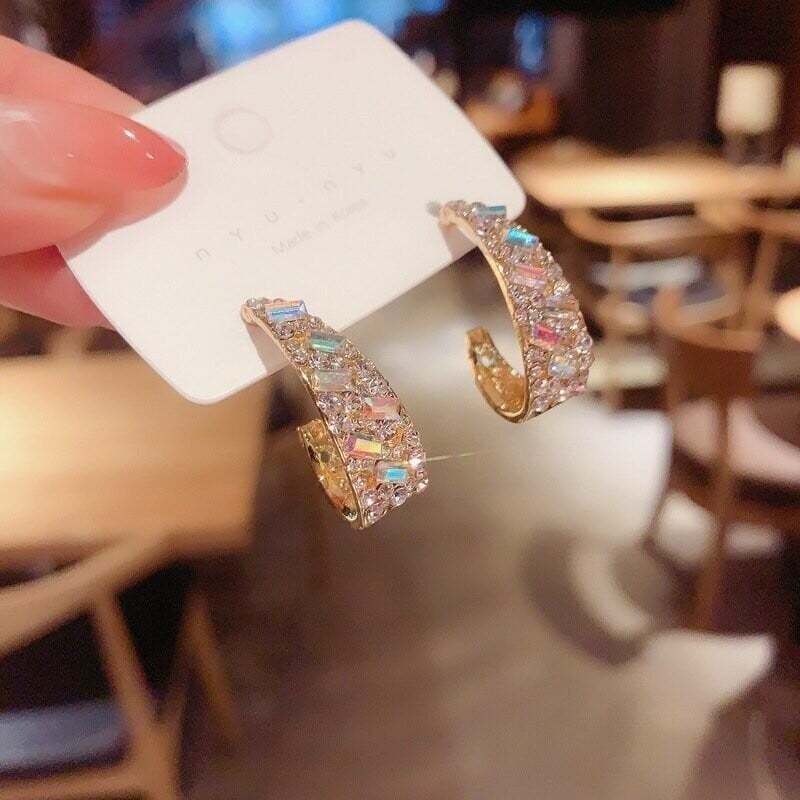 Hot sale 💥  silver  Fancy diamond geometric earrings-tidenox