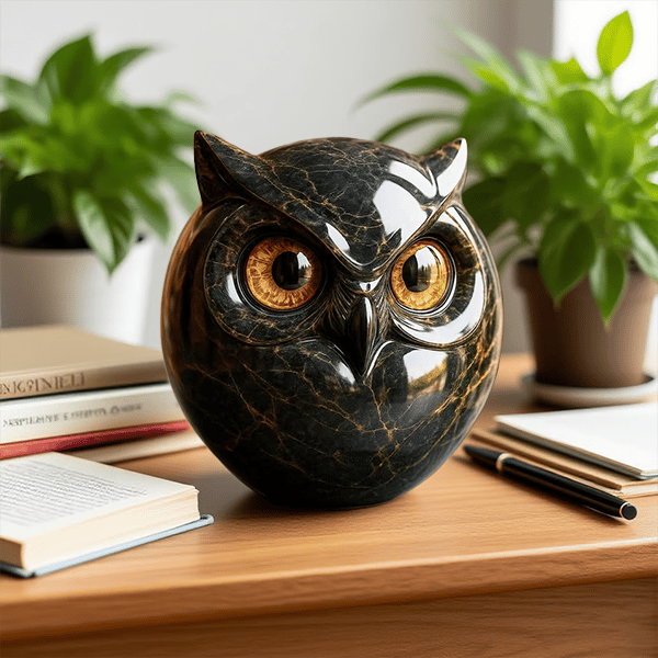 🦉Luxury Owl Stone Sculpture – Sophisticated Home Décor & Perfect Gift Piece 🖤✨🎁