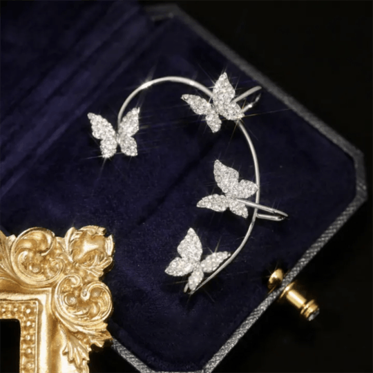 Zircon Butterfly Earrings-tidenox