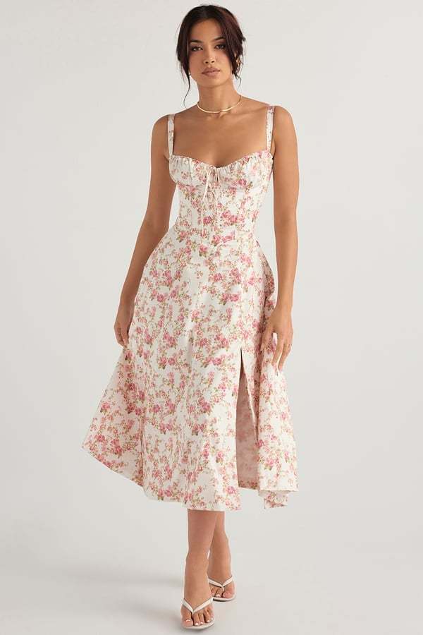PRINT BUSTIER SUNDRESS-tidenox