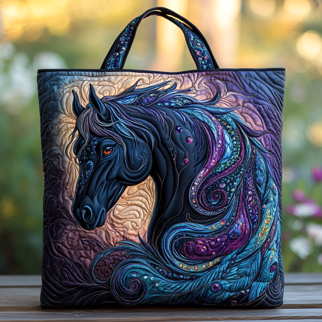 Horse Gallop Quilted Tote Bag NCU0DK8721-tidenox
