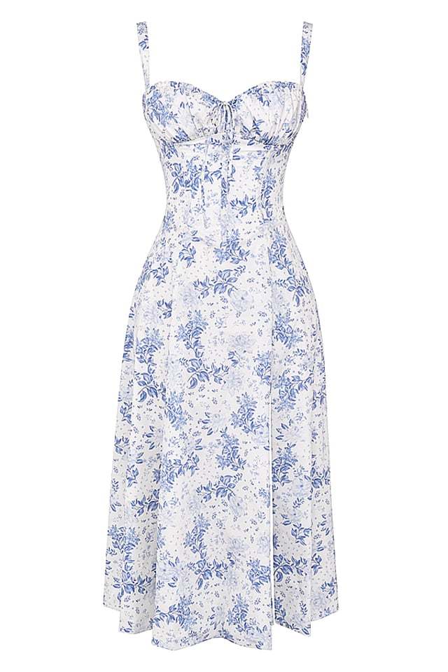 PRINT BUSTIER SUNDRESS-tidenox