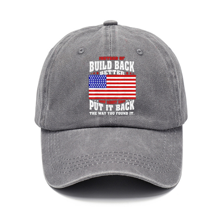 Cross-Border Washing Baseball Cap Printed Retro Old Baseball Cap European And American Dad Cap Men Amazon Baseball Cap