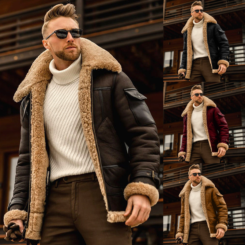 🔥Christmas clearance sale 70% OFF🔥Men's Brown B3 Flying Aviator Shearling Leather Long Jacket Coat-tidenox