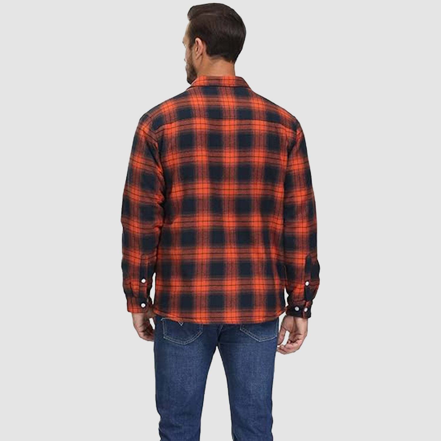 Men's Flannel Shirt Jacket - Fleece Lined Cotton Winter Coat-tidenox