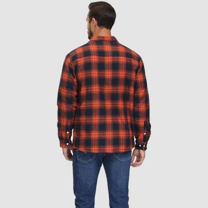 Men's Flannel Shirt Jacket - Fleece Lined Cotton Winter Coat-tidenox