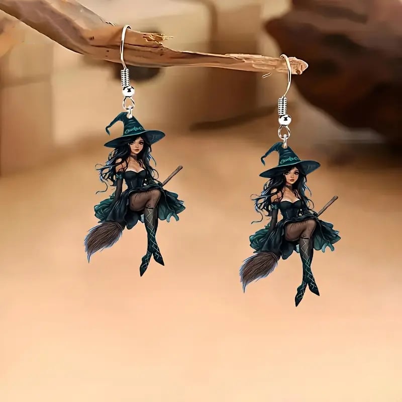 🧙‍♀️✨ Witch on Broom Earrings-tidenox