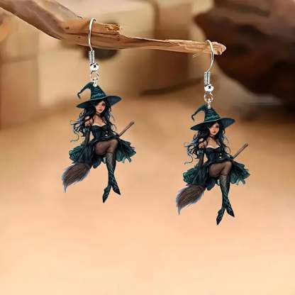 🧙‍♀️✨ Witch on Broom Earrings-tidenox