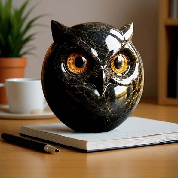 🦉Luxury Owl Stone Sculpture – Sophisticated Home Décor & Perfect Gift Piece 🖤✨🎁