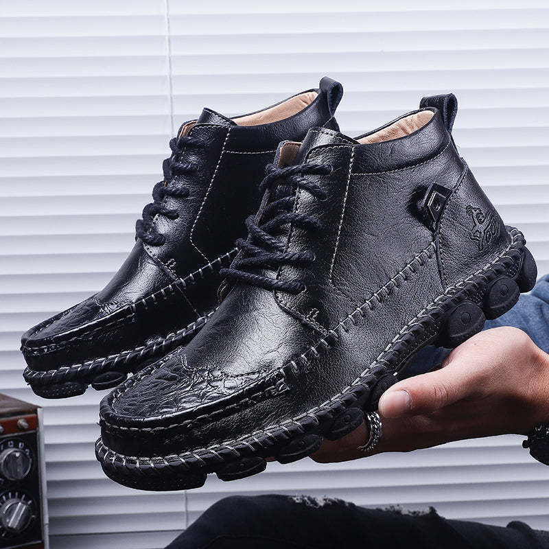 Men's Handcrafted Cowhide Leather Orthopedic Waterproof Ankle Boots-tidenox