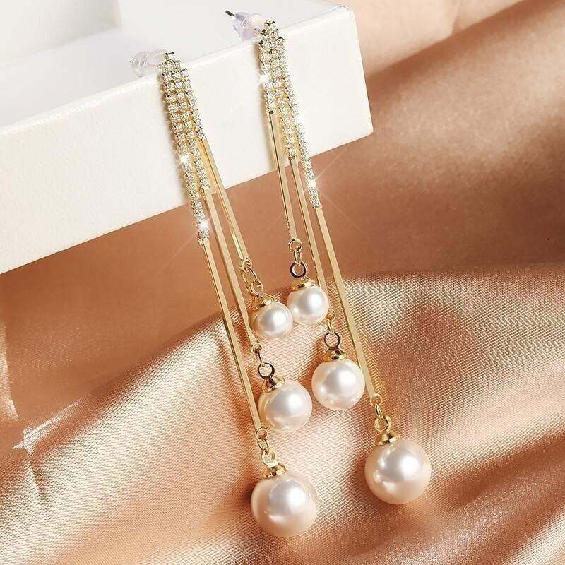 Fashion Diamond Ball Tassel Earrings-tidenox