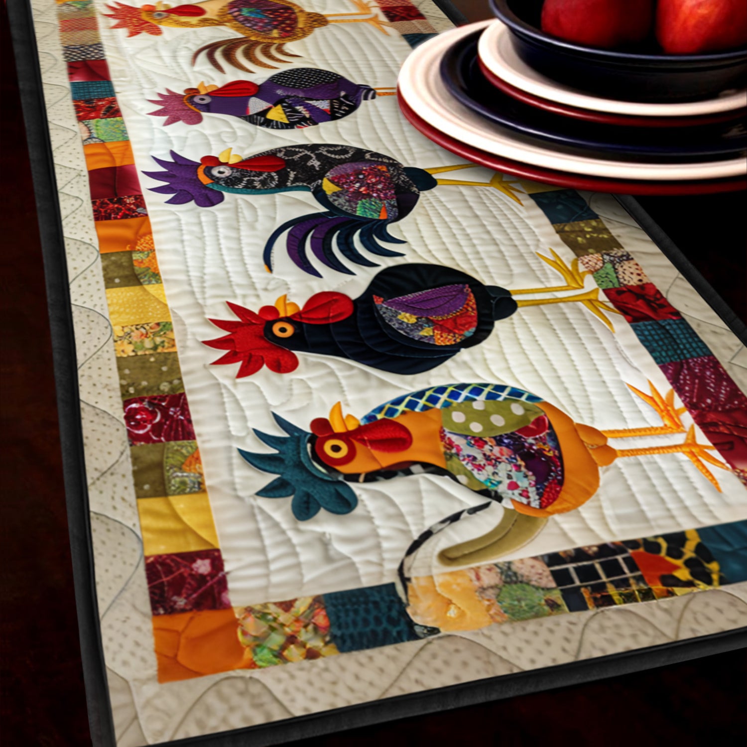 Rooster Parade Quilted Table Runner NCU0TH595-tidenox