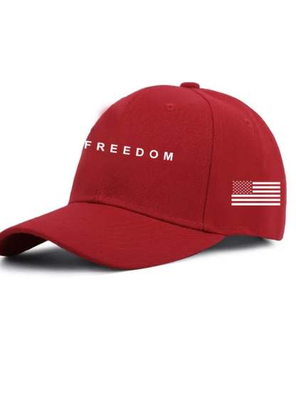 Unisex Freedom American Flag Print Baseball Cap-tidenox