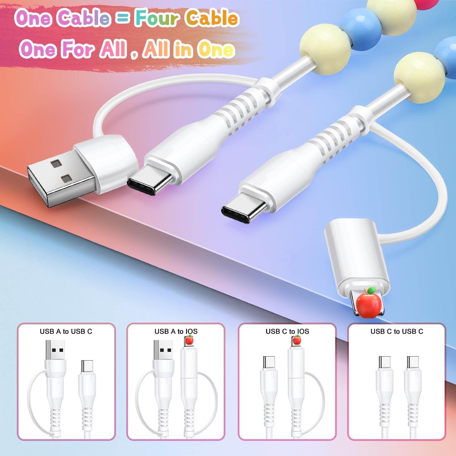 🎁BUY 1 GET 1 FREE🔥4-in-1 Beaded Charging Cord&fast charging cable 66W-tidenox
