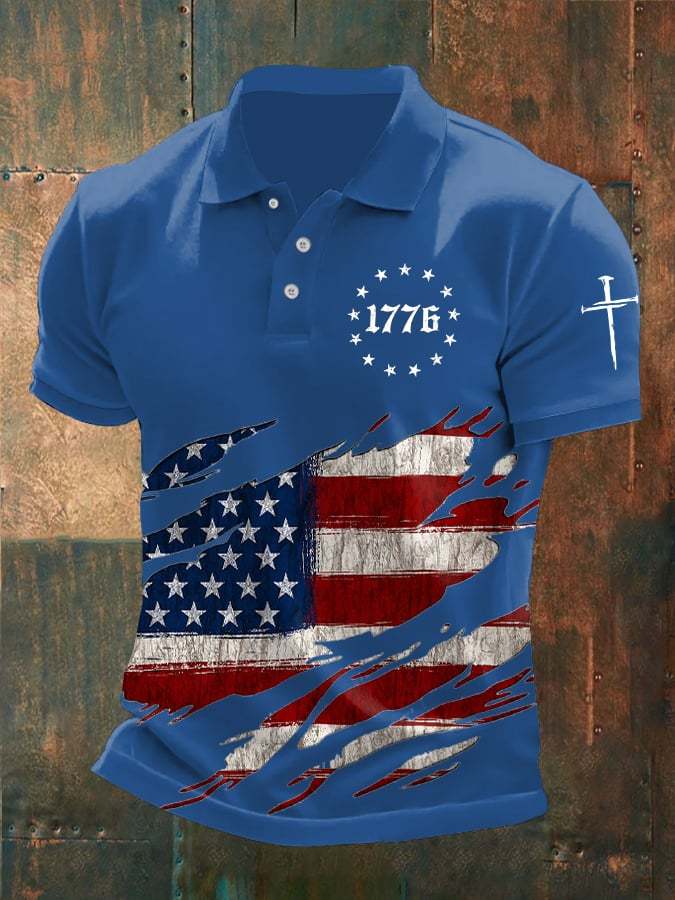 Men's Faith Cross Printed Casual POLO Shirt