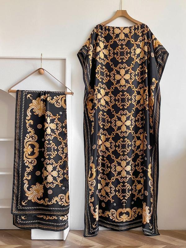 💥2025💥Women's Floral & Butterfly & Peacock Print Cape Shawl & Scarf Set-tidenox