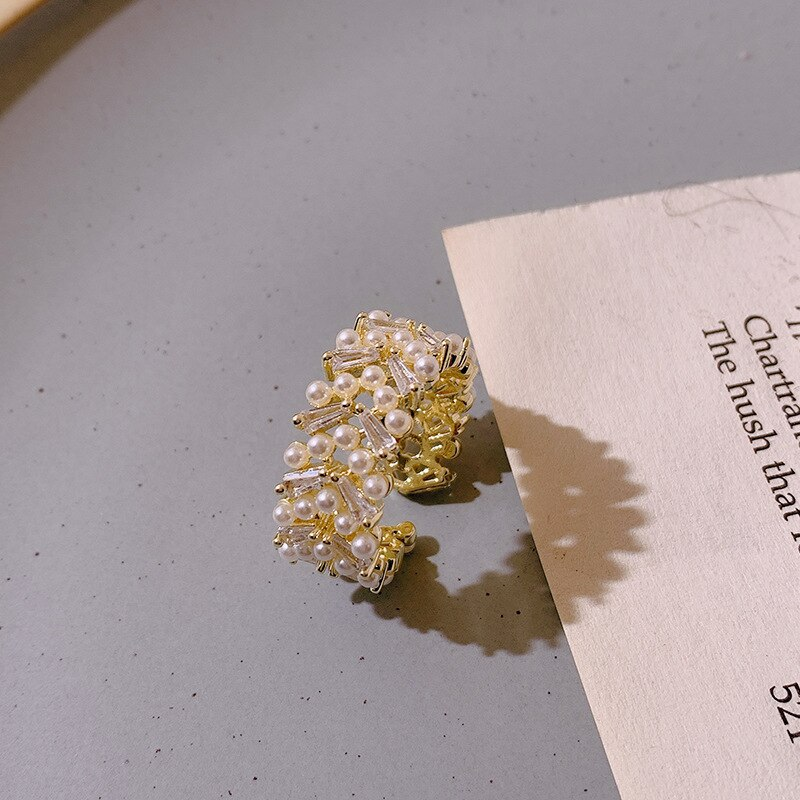 Elegant Adjustable Pearl Ring-tidenox
