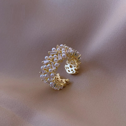 Elegant Adjustable Pearl Ring-tidenox