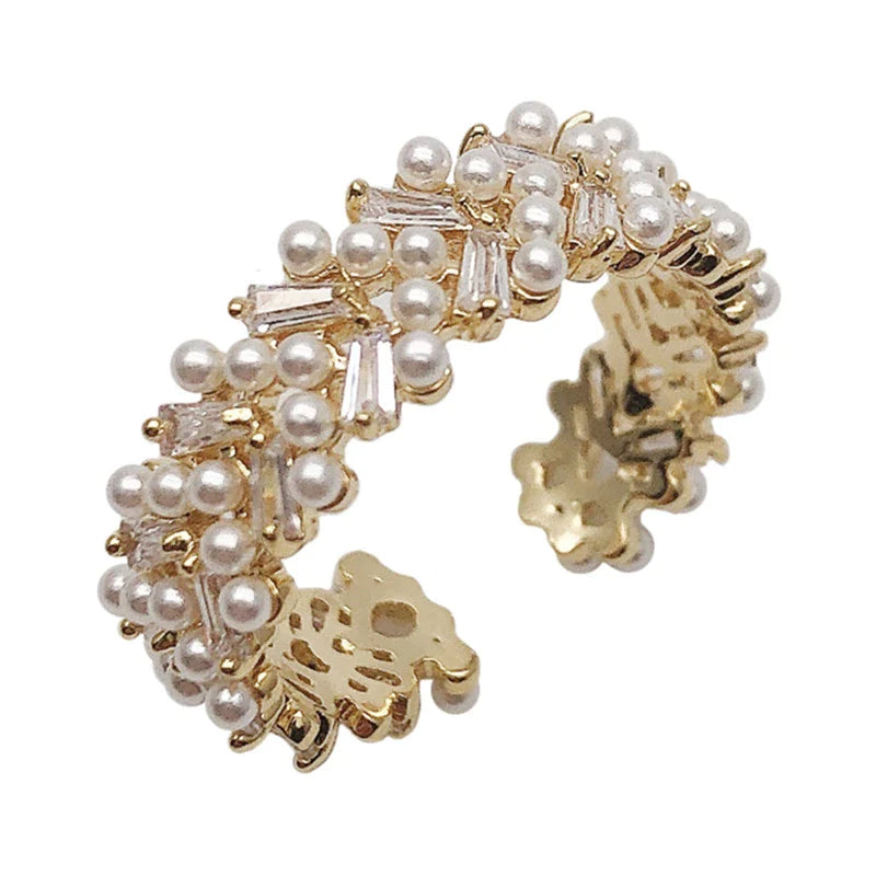 Elegant Adjustable Pearl Ring-tidenox